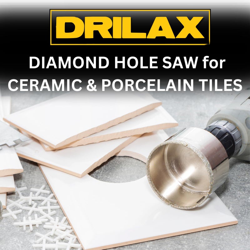 Drilax 2-1/2 Inch Diamond Hole Saw | 1-1/8" Depth of Cut | for Ceramic, Porcelain Tile, Glass & Stone | Perfect for Faucet, Drain, Shower Holes - Image 2